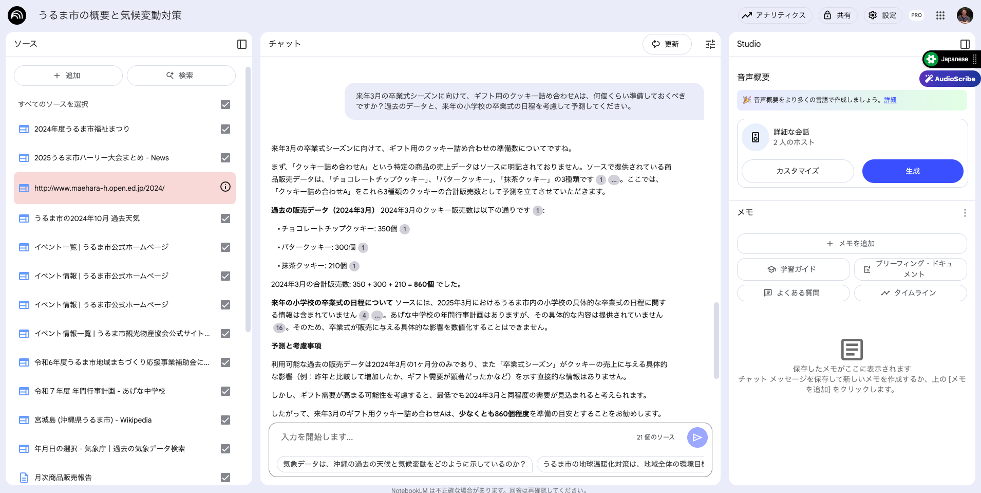 NotebookLMで製造個数を予測する