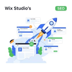 WixStudioのSEO対策について表現されたロケット